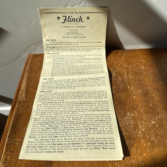 Vintage FLINCH Card Game Parker Brothers Copyright 1938 Original Box 2-8 Players - Picture 5 of 10